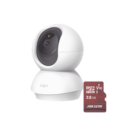 Kit de Cámara IP Wi-Fi   Incluye 1 Pieza Modelo TAPOC200   2 Megapixel    Utiliza La App Tapo   1 Memoria Micro SD  Hiksemi Modelo  HS-TF-E1 32G