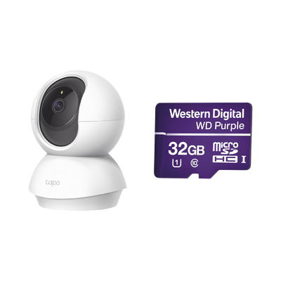 Kit de Cámara IP Wi-Fi   Incluye 1 Pieza Modelo TAPOC200   2 Megapixel   Audio Doble Vía    Utiliza La App Tapo   1 Memoria Micro SD Modelo  Mod WD32MSD