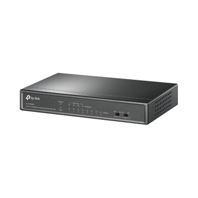 Switch PoE No Administrable de Escritorio   8 puertos 10 100 Mbps   4 puertos PoE af   Presupuesto 41 W   Modo extensor PoE hasta 250 metros   Calidad video prioritaria