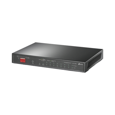 Switch PoE+ No Administrable De Escritorio 10 Puertos   8 puertos 10 100 1000 Mbps PoE af at Inteligiente   Presupuesto 123 W   Modo Extendido hasta 250 metros