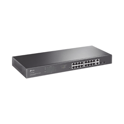 Switch no administrable de 16 puertos 10 100 1000Mbps y PoE af at, 2 puertos SFP hasta 250W.
