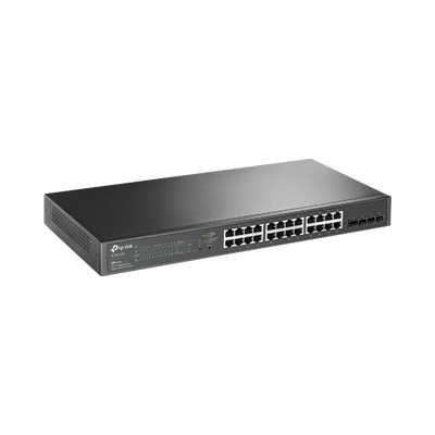 Switch PoE JetStream SDN Administrable 24 puertos 10 100 1000 Mbps + 4 puertos SFP, 24 puertos PoE, 250W, administración centralizada OMADA SDN