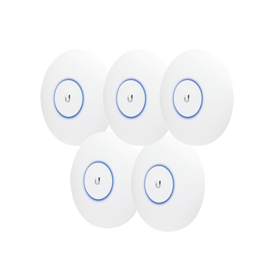 Paquete de 5 Access Point UniFi doble banda 802.11ac MIMO 3X3 para interior, PoE af at, soporta 250 clientes, Hasta 1.3 Gbps