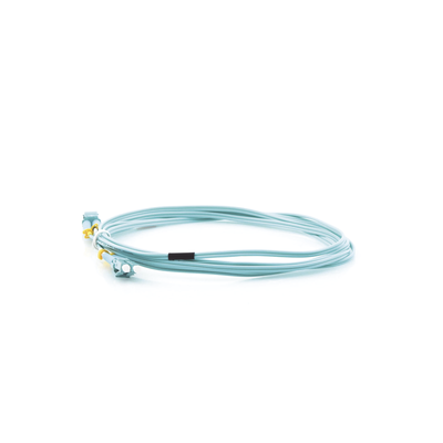 Jumper de Fibra Óptica Multimodo LC-LC duplex 10 G, 50 125 OM3, Color Aqua, 3 Metros