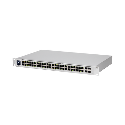 UniFi Switch USW-48-POE, Capa 2 de 48 puertos (32 puertos PoE 802.3af at + 16 puertos Gigabit) + 4 puertos 1G SFP, 195W, pantalla informativa