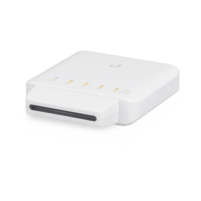 Switch UniFi FLEX de 5 puertos para semi-exterior IP55 (1 x PoE de entrada 802.3af at bt y 4 puertos PoE de salida 802.3af)