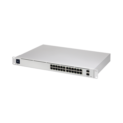 UniFi Switch USW-Pro-24, Capa 3 de 24 puertos Gigabit RJ-45 + 2 puertos 1 10G SFP+, pantalla informativa