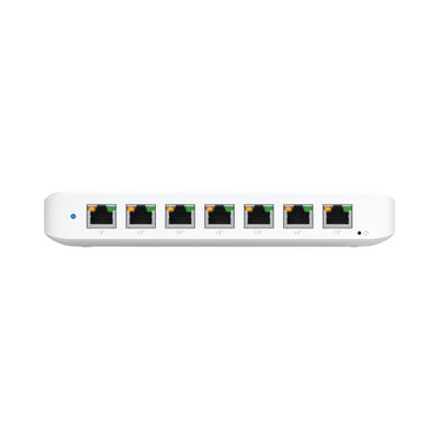 UniFi Switch Ultra 210W Administrable   8 puertos GbE   (1) puerto POE++ IN opcional y (7) puertos POE+  Wattaje depende de fuente o POE IN   Incluye fuente AC hasta 202W para POE