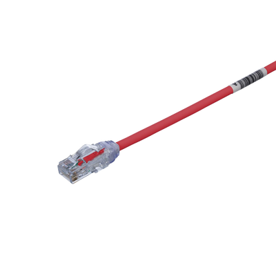 Cable de Parcheo UTP Cat6A, CM LSZH, Diámetro Reducido (28AWG), Color Rojo, 1ft