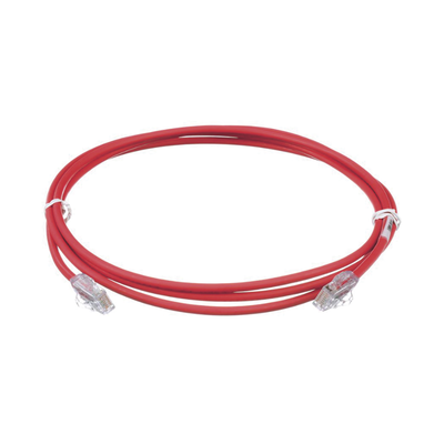Cable de Parcheo UTP Cat6A, CM LSZH, Diámetro Reducido (28AWG), Color Rojo, 7ft