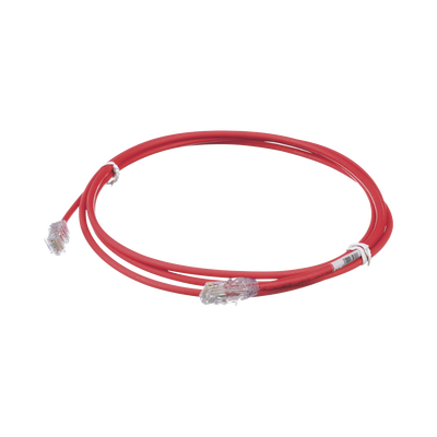 Cable de Parcheo UTP Cat6A, CM LSZH, Diámetro Reducido (28AWG), Color Rojo, 7ft