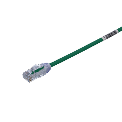 Cable de Parcheo UTP, Cat6A, Diámetro Reducido (28 AWG), CM LSZH, Color Verde, 8in (20.3cm)