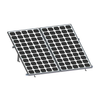 Montaje para 2 Paneles Solares, Riel "8" de 2700mm para Módulos con Espesor de 35mm, Velocidad de Viento Máx. 136km h