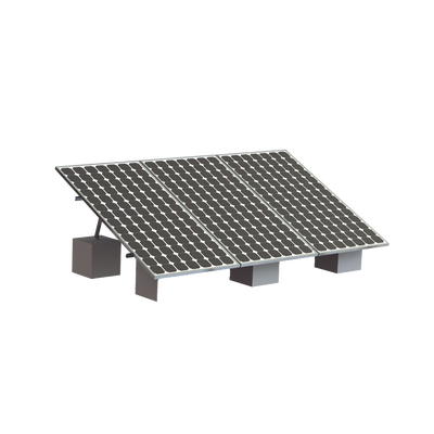 Montaje para 3 Panel Solar, Riel "8" de 4050mm para Módulos con Espesor de 35mm, Velocidad de Viento Máx. 136km h (20° a 45°)