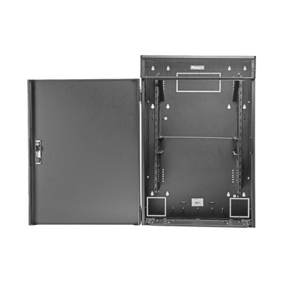 Gabinete de Montaje en Pared TrueEdge™, Con 9 UR para Equipo Activo y 9 UR para Paneles de Parcheo, Fabricado en Acero, Color Negro