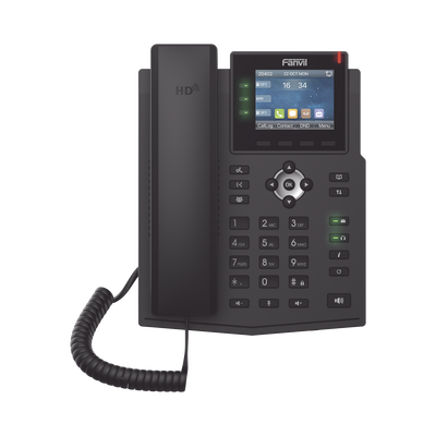 Teléfono IP Empresarial con Estándares Europeos, 6 lineas SIP con pantalla LCD a color, puertos Gigabit, IPv6, Opus y conferencia de 3 vías, PoE DC