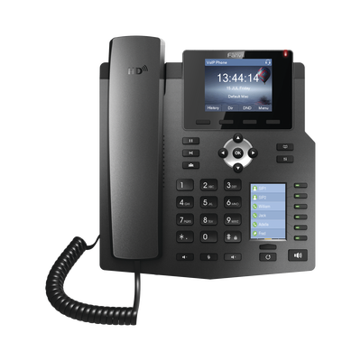 Teléfono IP empresarial para 4 líneas SIP con 2 pantallas LCD, 6 teclas BLF DSS, conferencia de 3 vías, PoE