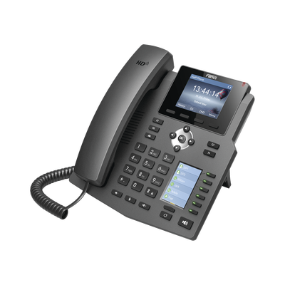 Teléfono IP empresarial para 4 líneas SIP con 2 pantallas LCD, 6 teclas BLF DSS, conferencia de 3 vías, PoE