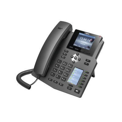 Teléfono IP empresarial para 4 Líneas SIP con 2 pantallas LCD, 6 teclas BLF DSS, puertos Gigabit y conferencia de 3 vías, PoE