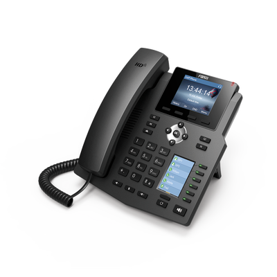 Teléfono IP empresarial para 4 Líneas SIP con 2 pantallas LCD, 6 teclas BLF DSS, puertos Gigabit y conferencia de 3 vías, PoE