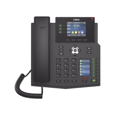 Teléfono IP Empresarial con Estándares Europeos, 12 lineas SIP con pantalla a color, 30 teclas DSS BLF, puertos Gigabit, IPv6, Opus , PoE DC