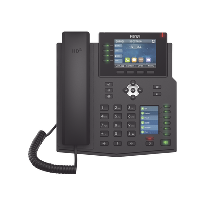 Teléfono IP Empresarial con Estándares Europeos, 16 líneas SIP con pantalla LCD a color 3.5", 30 teclas DSS BLF, puertos Gigabit, IPv6, Opus y conferencia de 3 vías, PoE DC