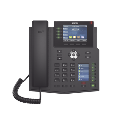 Teléfono IP Empresarial con Estándares Europeos, 16 líneas SIP con pantalla LCD a color 3.5", 30 teclas DSS BLF, puertos Gigabit, IPv6, Opus y conferencia de 3 vías, PoE DC