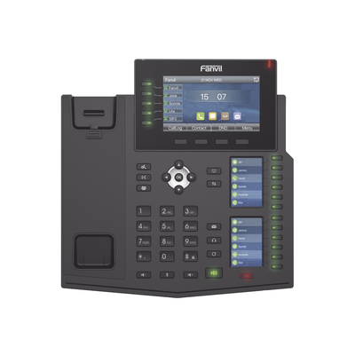 Teléfono IP Empresarial con Estándares Europeos, 20 lineas SIP con pantalla LCD a color, 60 teclas DSS BLF, puertos Gigabit, IPv6, Opus , PoE DC