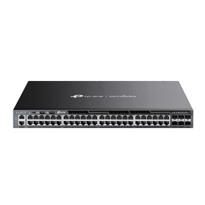Switch Omada L3 SDN Administrable   48 puertos Gigabit y 6 puertos SFP+   Presupuesto PoE 1440 W   Funciones RIP, VRRP, Servidor DHCP   Administración centralizada OMADA   Fuente Redundante