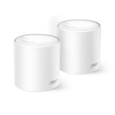 Kit 2 Routers Inalámbricos MESH Interior para Hogar   Doble Banda Wi-Fi 6 AX3000 Mbps   3 Puerto Gigabit WAN LAN   2 Antenas Internas   Administración Mediante la App Deco (iOS, Android)   Protección HomeShield