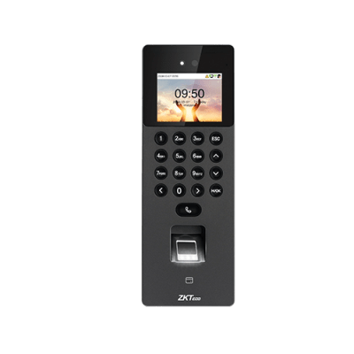 Terminal de Control de Acceso Multi-biométrico   Cámara Binocular 1MP   3,000 Capacidades de Plantilla   Video Intercomunicador (SIP)   Varias Autenticaciones   Compatible ONVIF y SIP   Firmware AC y TA Push   Compatible con ZkbioZlink