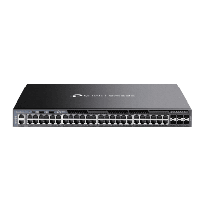 Switch Omada L3 SDN Administrable   48 puertos Gigabit y 6 puertos SFP+   Funciones RIP, VRRP, Servidor DHCP   Administración centralizada OMADA   Fuente Redundante